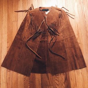 Zara Leather Fringe Cape